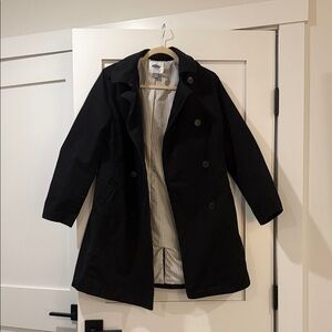 Old Navy Black Double-Breasted Trench Coat